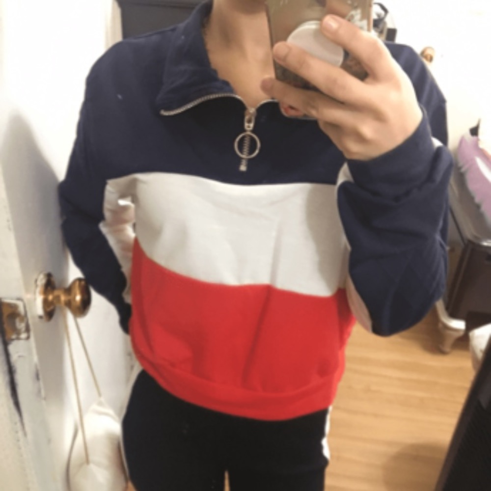 Zipper Front Color Block Sweatshirt - Picture 3 of 3